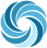 A blue swirl on a white background.