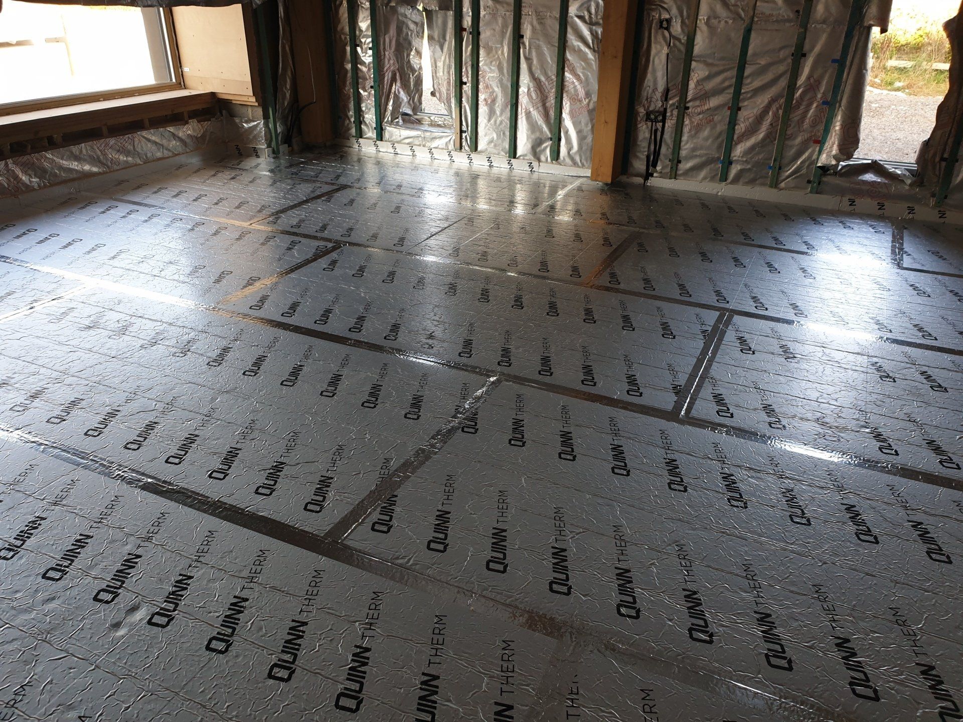 PIR floor insulation has been installed.