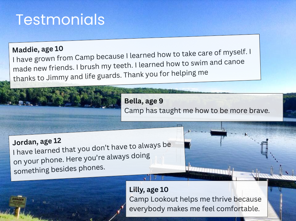 Camp Lookout testimonials
