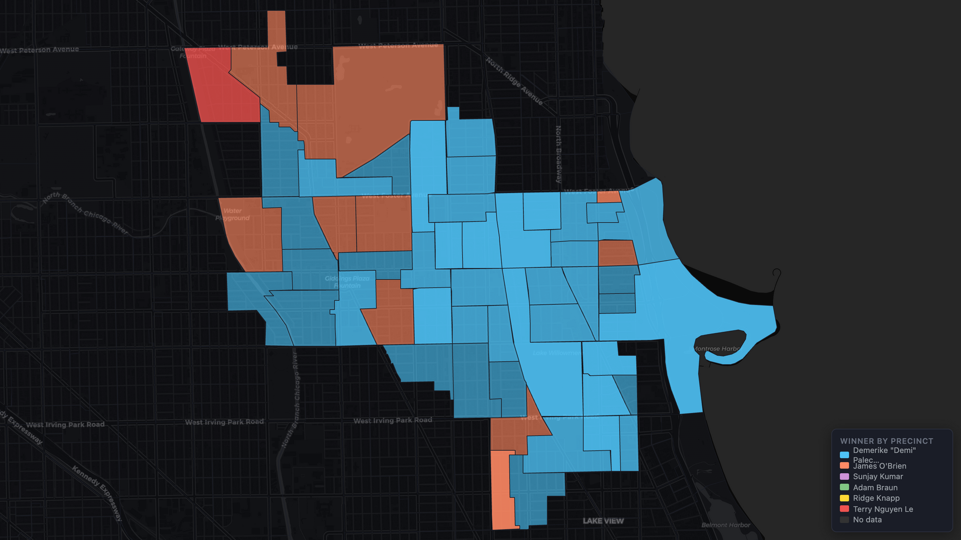 13th District Democratic State Representative Primary - Winner by Precinct