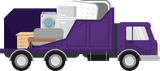 purple large junk removal truck icon