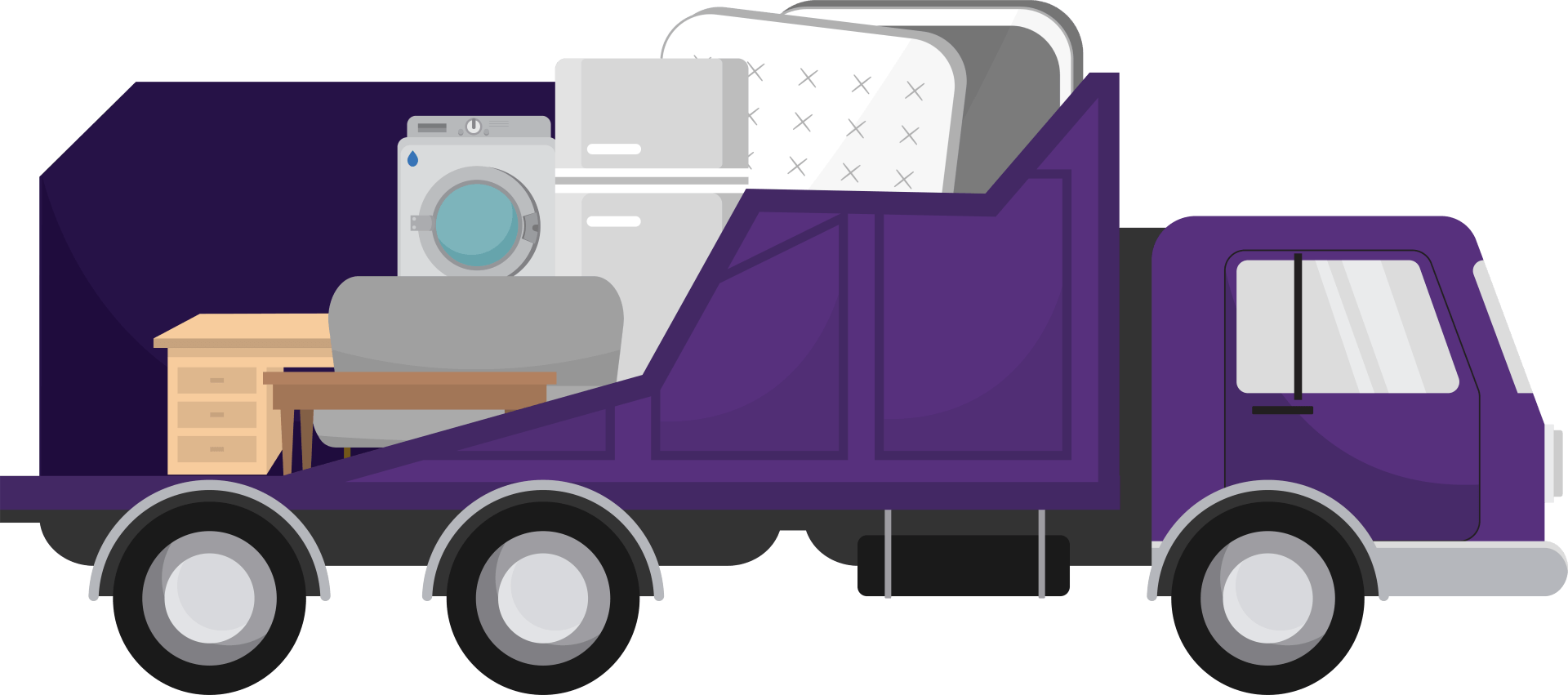 purple large junk removal truck icon