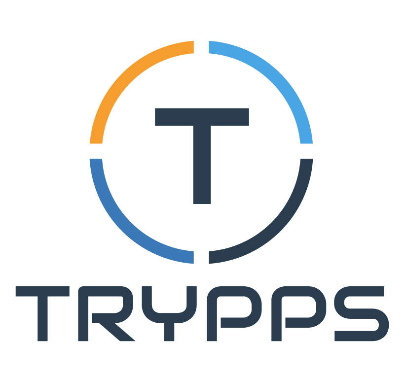 A logo for a company called trypps with a letter t in a circle.