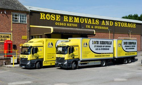 lorries in front of the Rose Removals office