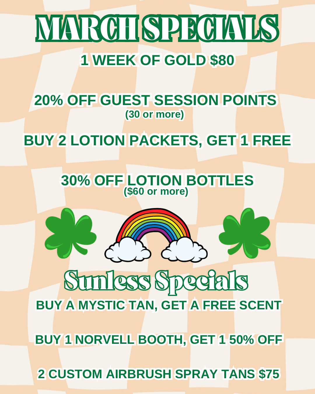  A poster for the February specials at a tanning salon