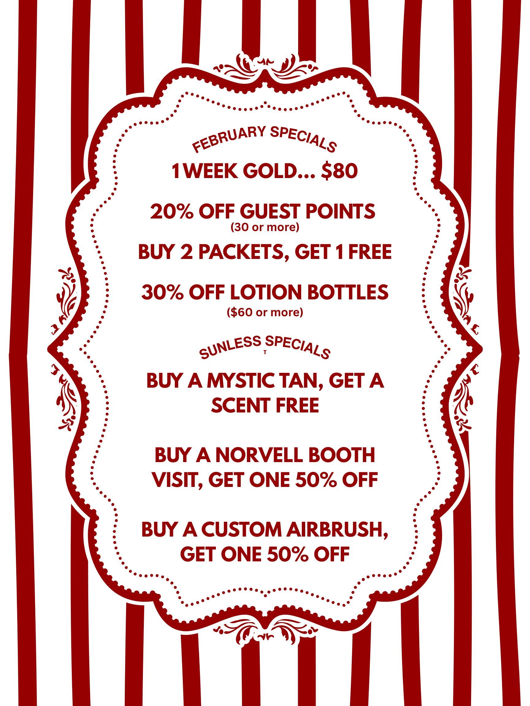  A poster for the February specials at a tanning salon