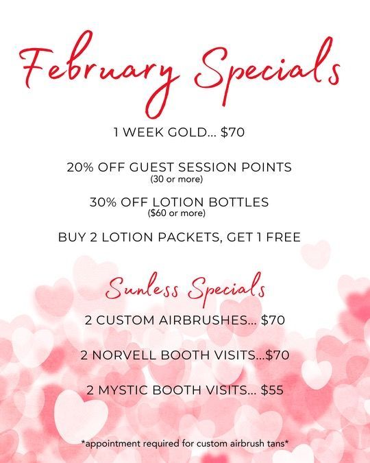 A poster for february specials at a beauty salon