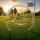 Golden logo for Todd Martin Realty on a golf course. The logo has a golf flag.
