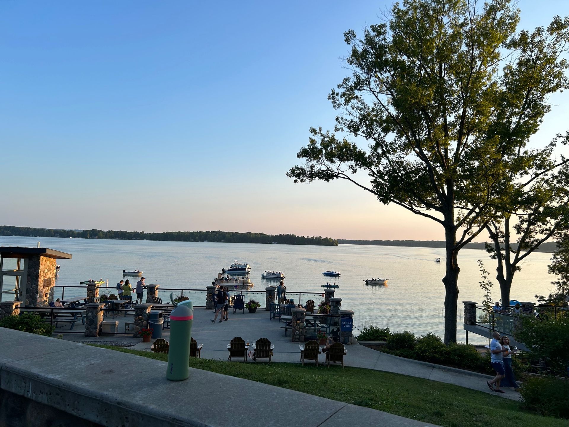 A large body of water with boats in it