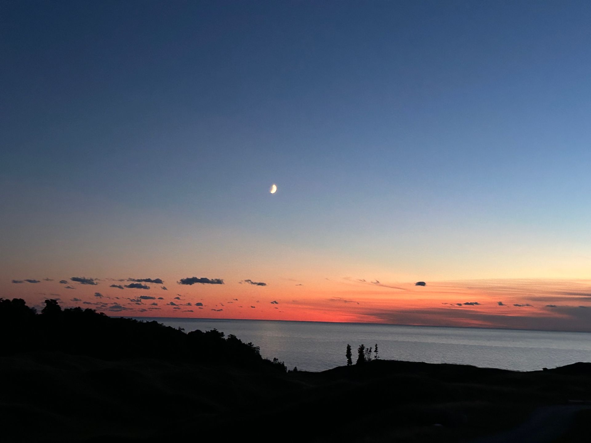 A sunset over the ocean