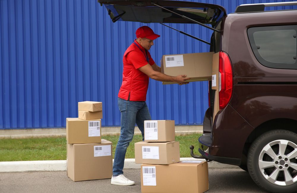 Delivery Man is Loading Boxes Into the Back of a Van — Grants Express in Mudgee, NSW