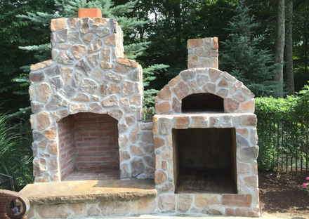 Outdoor Fireplace and Pizza oven- Sparta, NJ - Concrete Impressions Concrete & Masonry