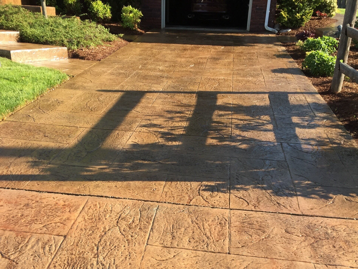 Sunbaked Terracotta Stamped Concrete Driveway - Sparta, NJ - Concrete Impressions Concrete & Masonry