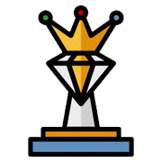 A trophy with a crown and a diamond on top of it.