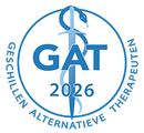 GAT 2026 logo: Blue circle with snake-wrapped sword,
