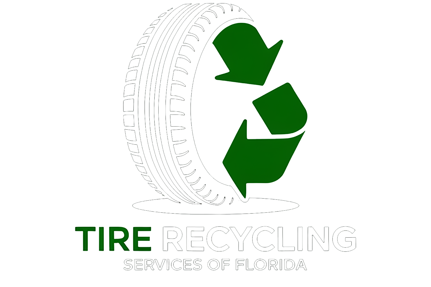 Tire Recycling Services of Florida logo: tire silhouette behind a green recycling symbol.