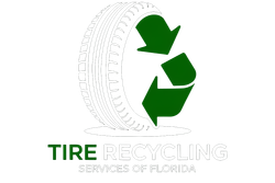Tire Recycling Services of Florida logo: tire silhouette behind a green recycling symbol.