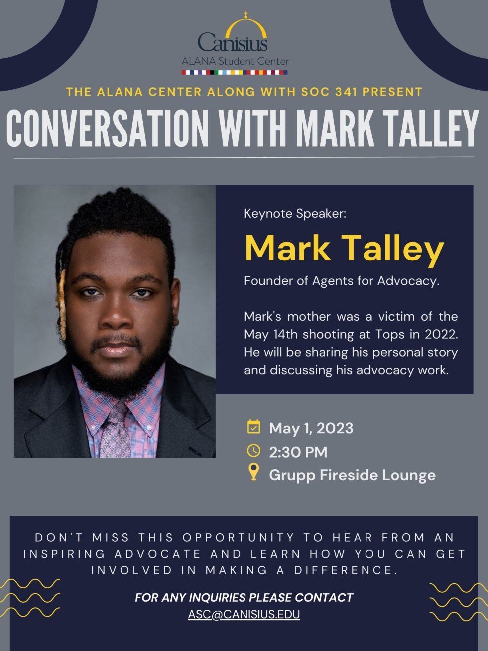 Flyer for a Mark Talley of Agents for Advocacy speaking event