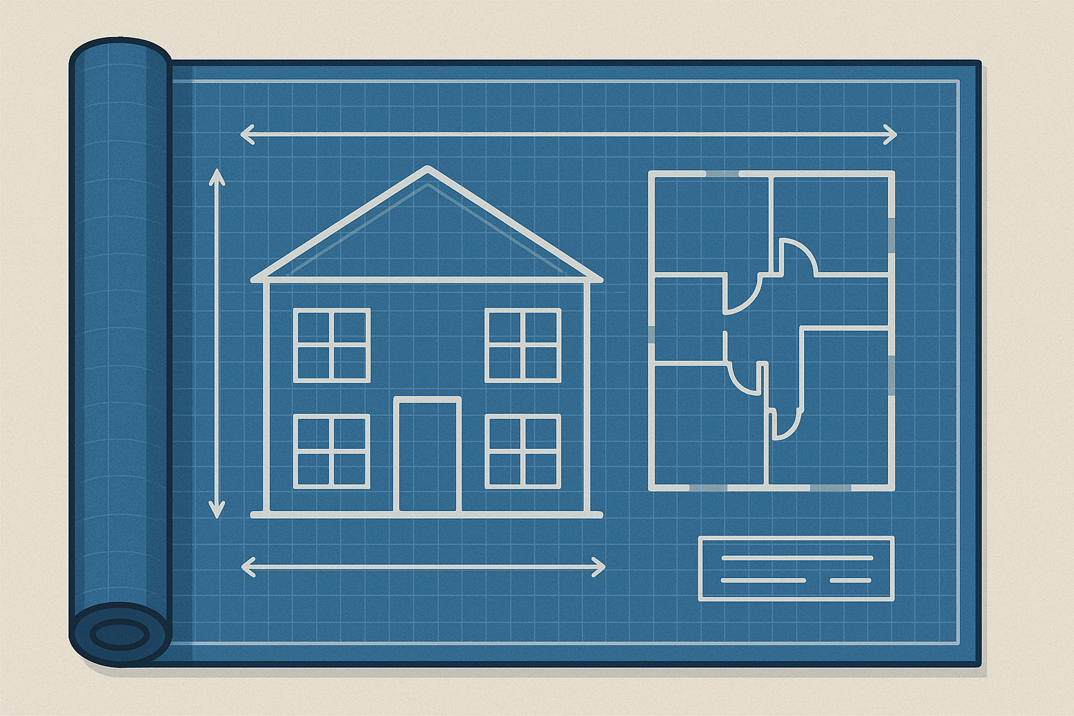 Cartoon house blueprint. 
