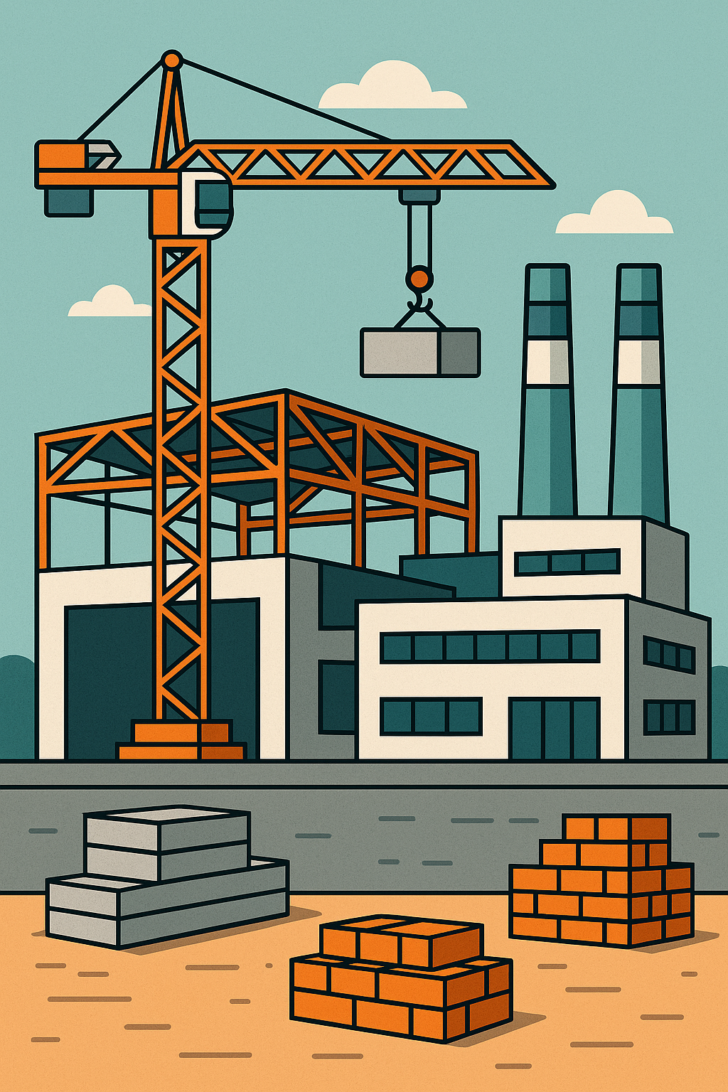 Cartoon project of a factory build project