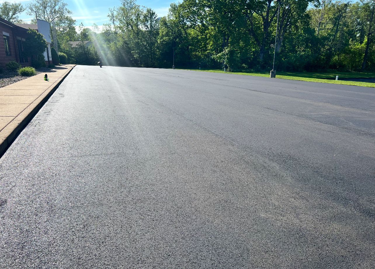 A house with a driveway leading to it is surrounded by trees.