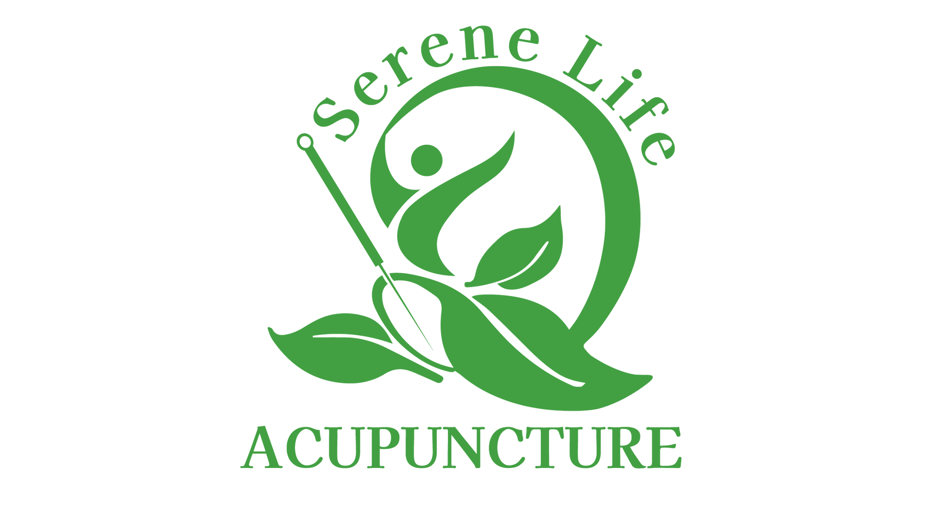 A logo for serene life acupuncture with chinese writing