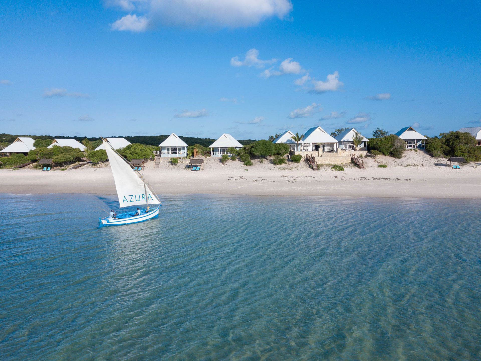 Mozambique beach with sailboa