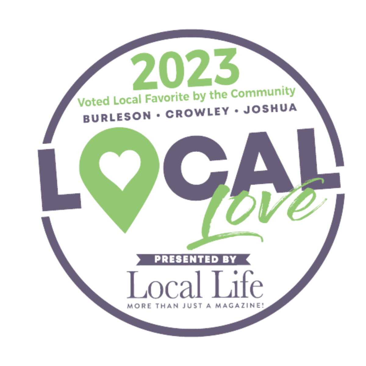 A logo for local love presented by local life