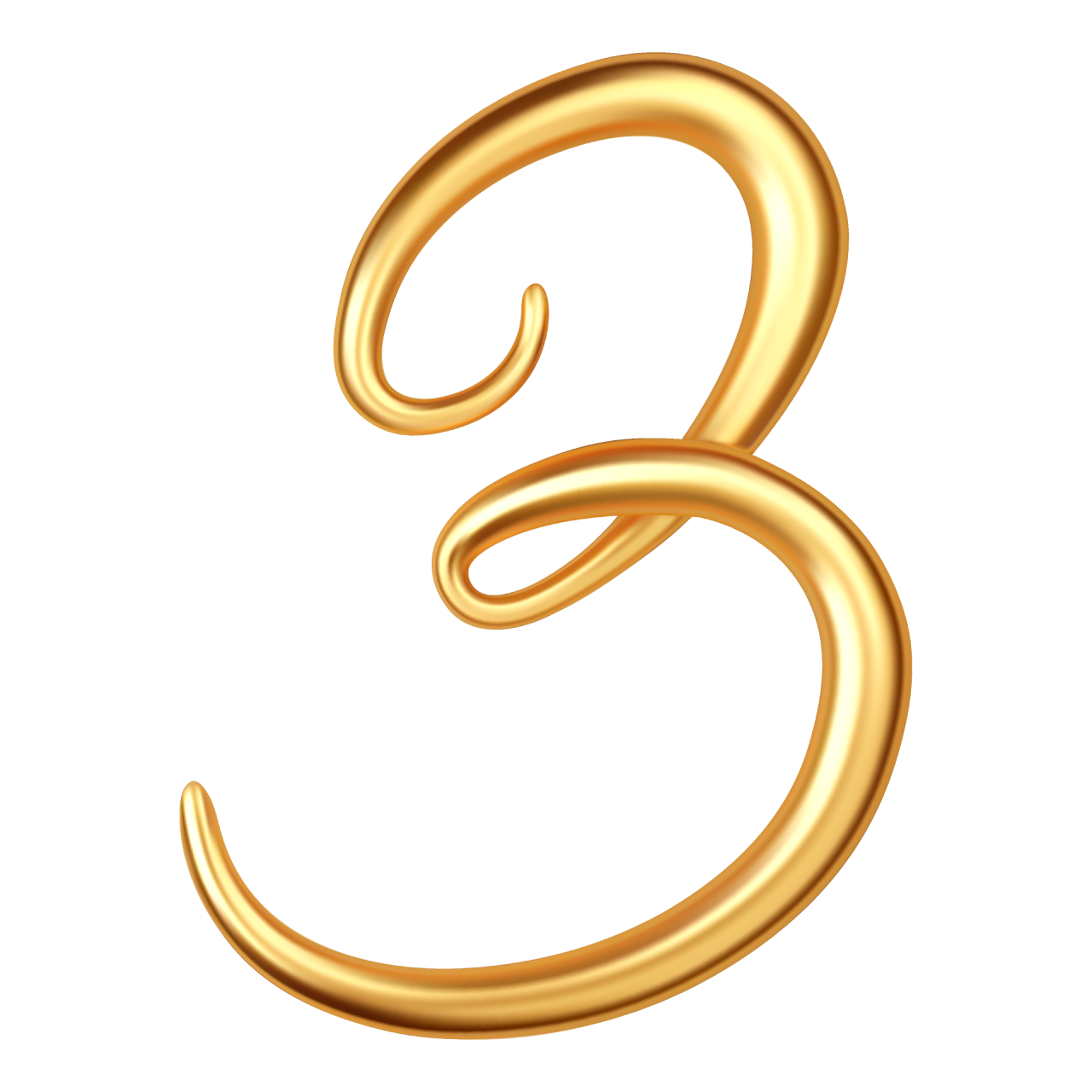 A gold number three on a white background