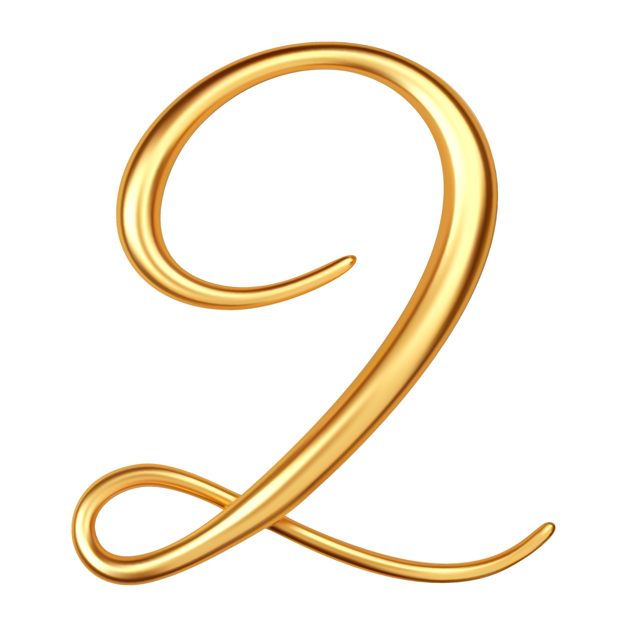 A gold number 2 on a white background