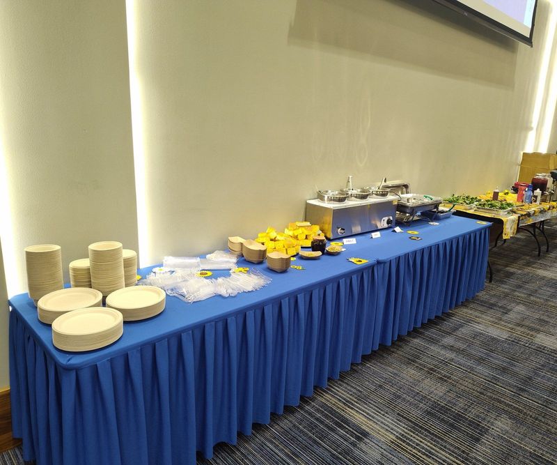 A Wadulisi's buffet set up in a conference hall