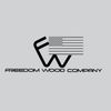 Logo for Freedom Wood Company featuring "FW" letters with an American flag.