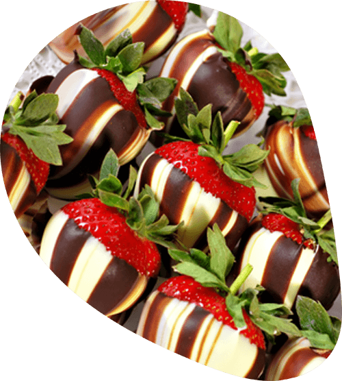 strawberries coated in black and white chocolate