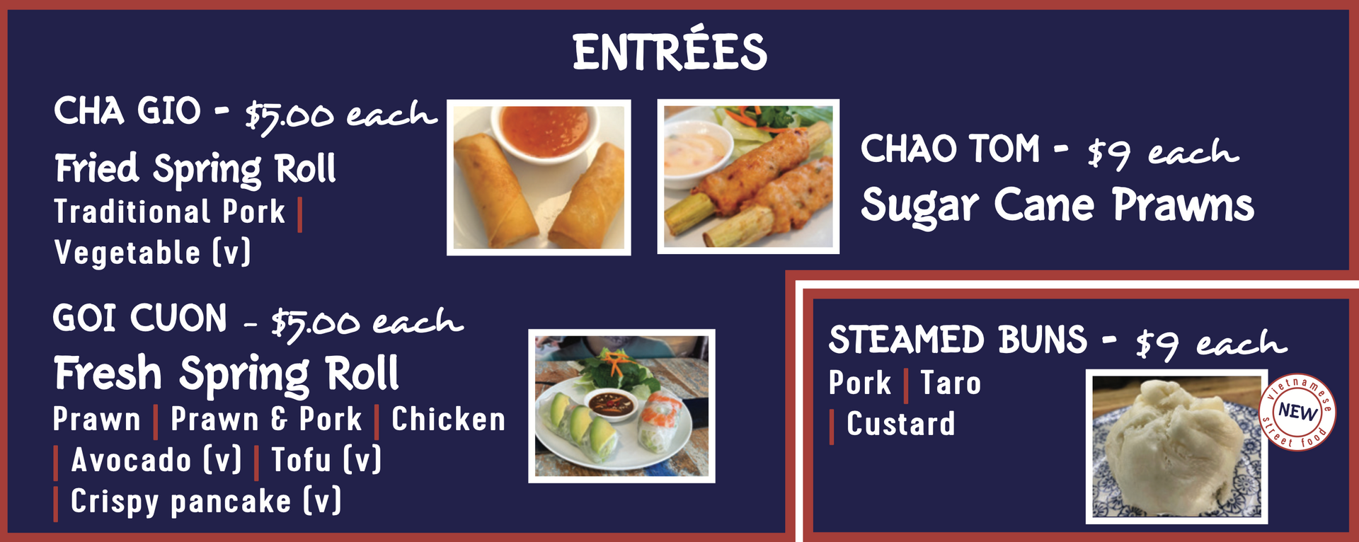 Entrees Menu — Blue Buffalo Café in Laurieton NSW