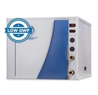 A white and blue box with the words low gwp on it