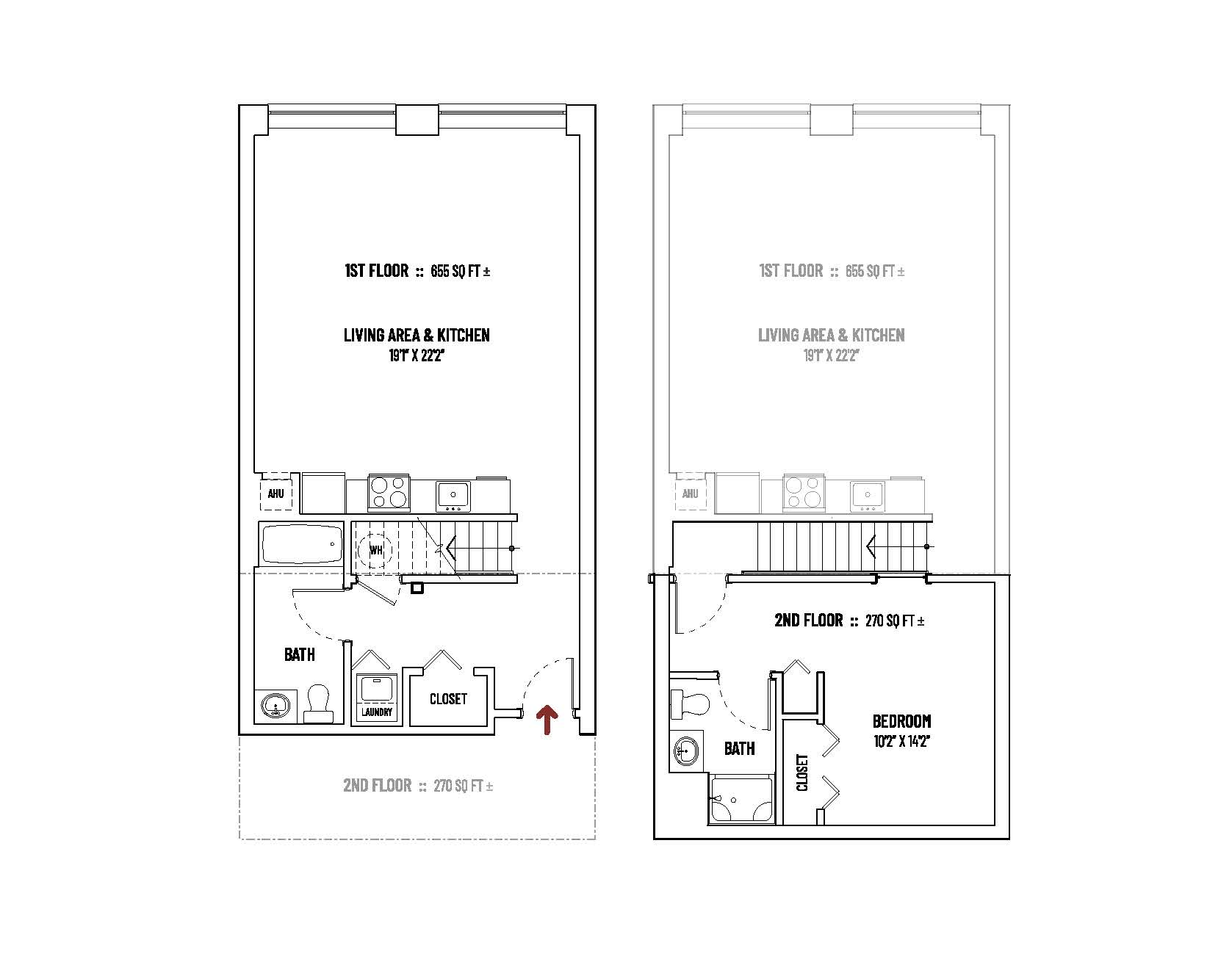 1 BED + 2 BATH + LOFT  |  UNIT STYLE A = 925 SQ FT ±  |  $2,500+