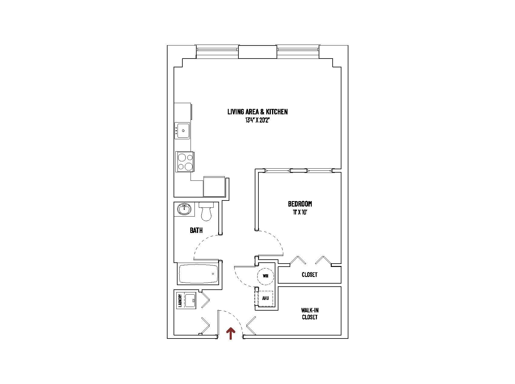 1 BED + 1 BATH  |  UNIT STYLE C = 670 SQ FT ±  |  $2,250+