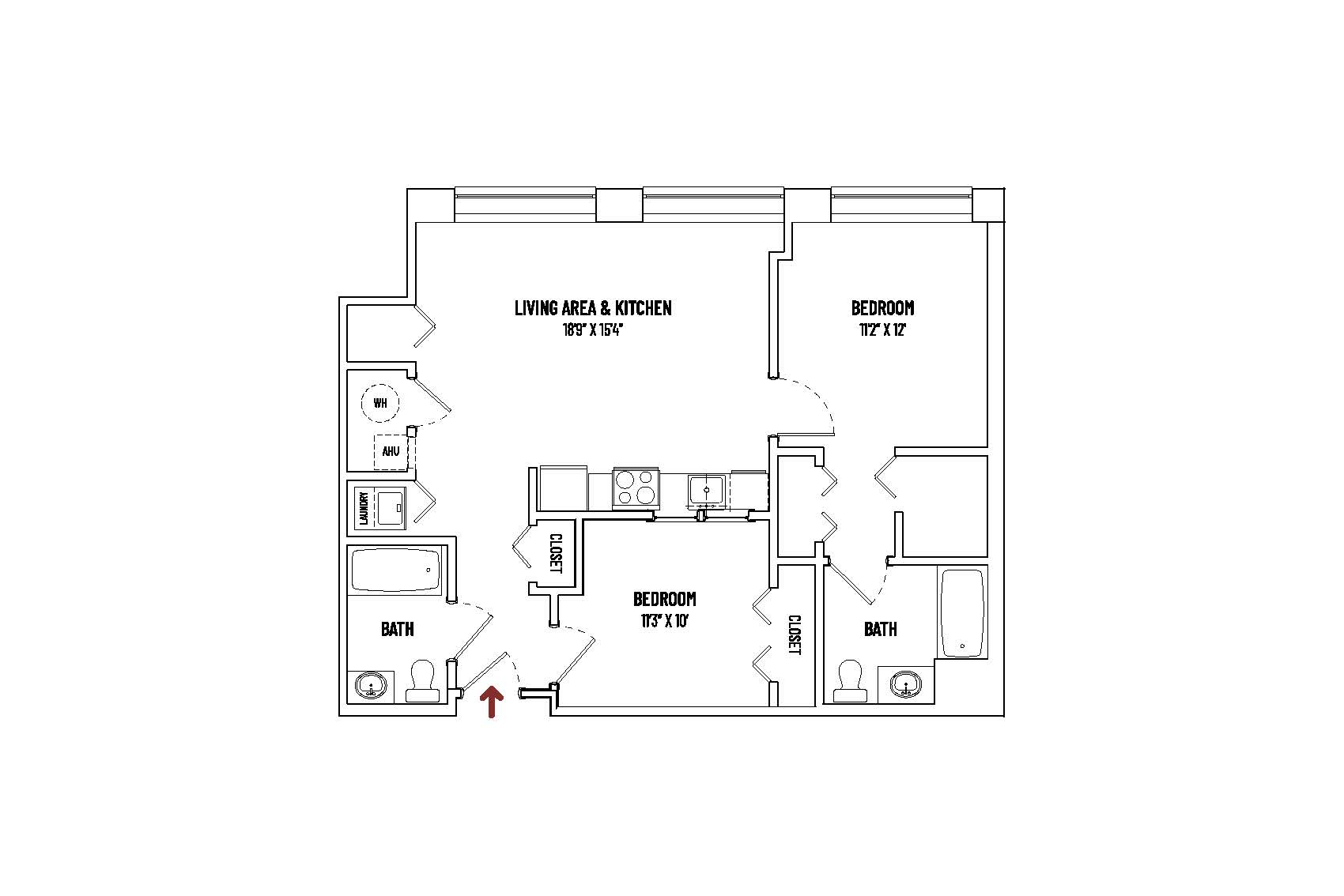 2 BED + 2 BATH  |  UNIT STYLE F = 845 SQ FT ±  |  $2,500+