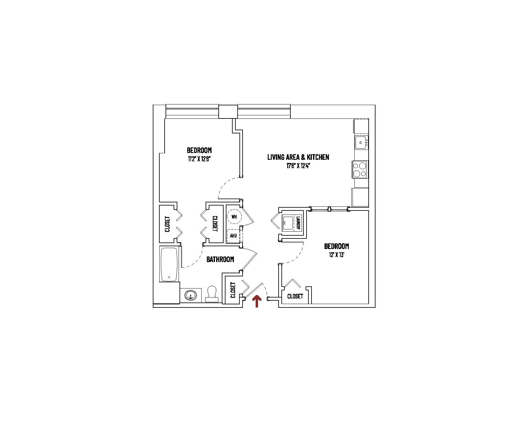 2 BED + 1 BATH  |  UNIT STYLE G = 730 SQ FT ±  |  $2,400
