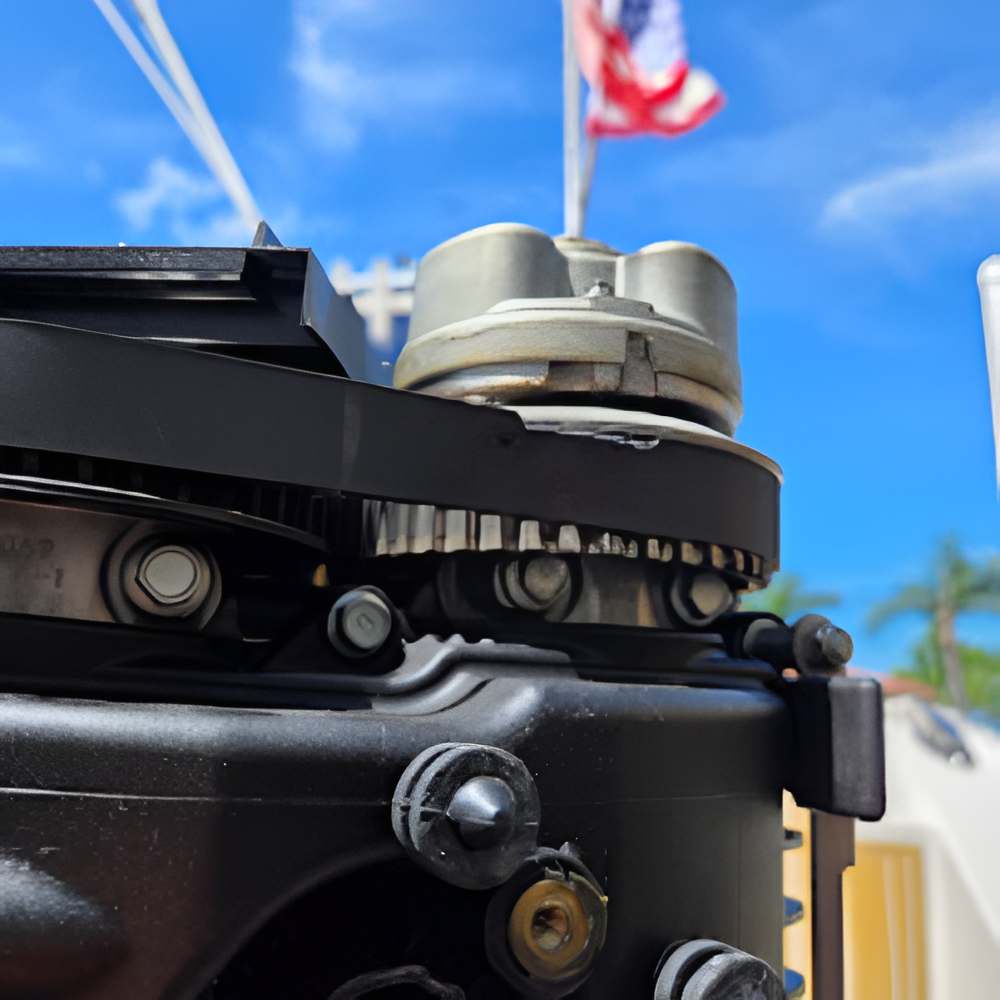 Two Yamaha 250 V6 outboard boat motors mounted on a white boat.