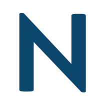 A dark blue, uppercase letter 