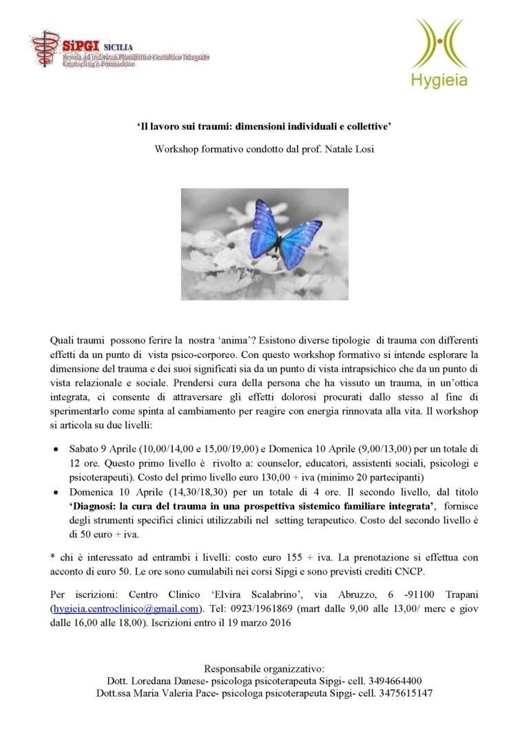 locandina workshop su traumi