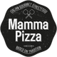 Logo for Mamma Pizza: Black badge with white text, says 