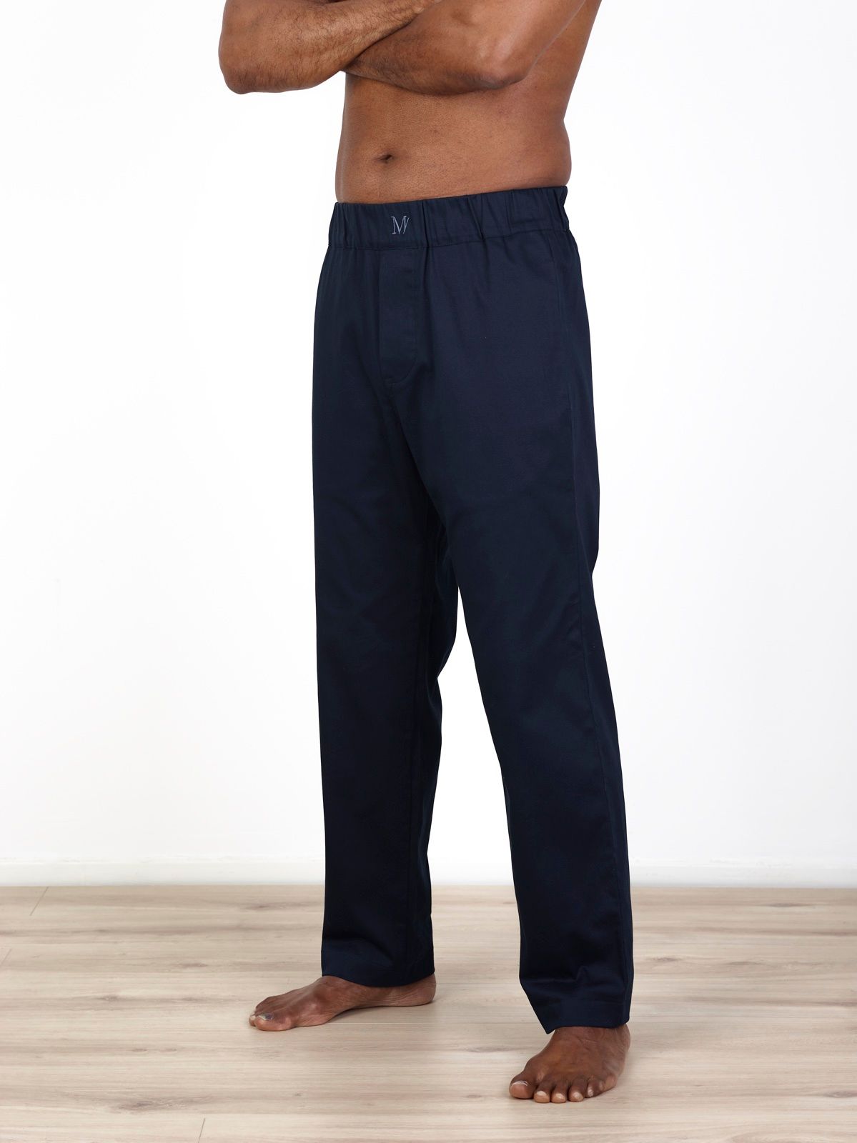 Luxury cotton regular fit trousers  dark navy