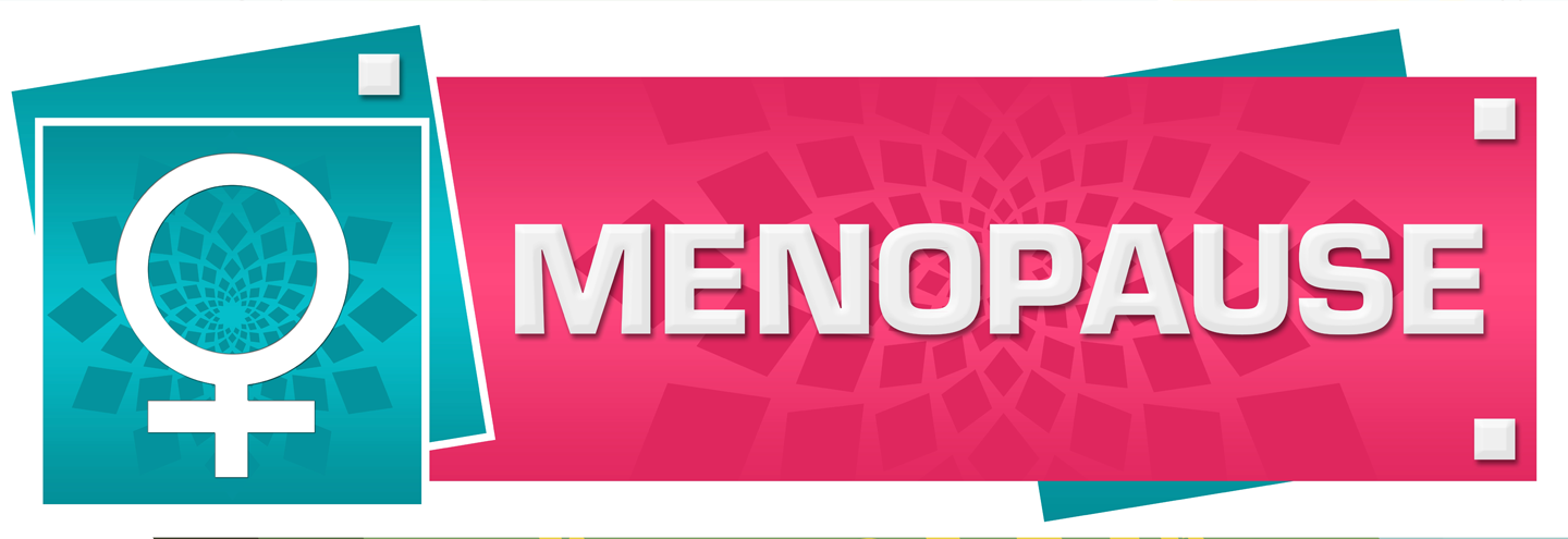 Menopause graphic with female symbol and text