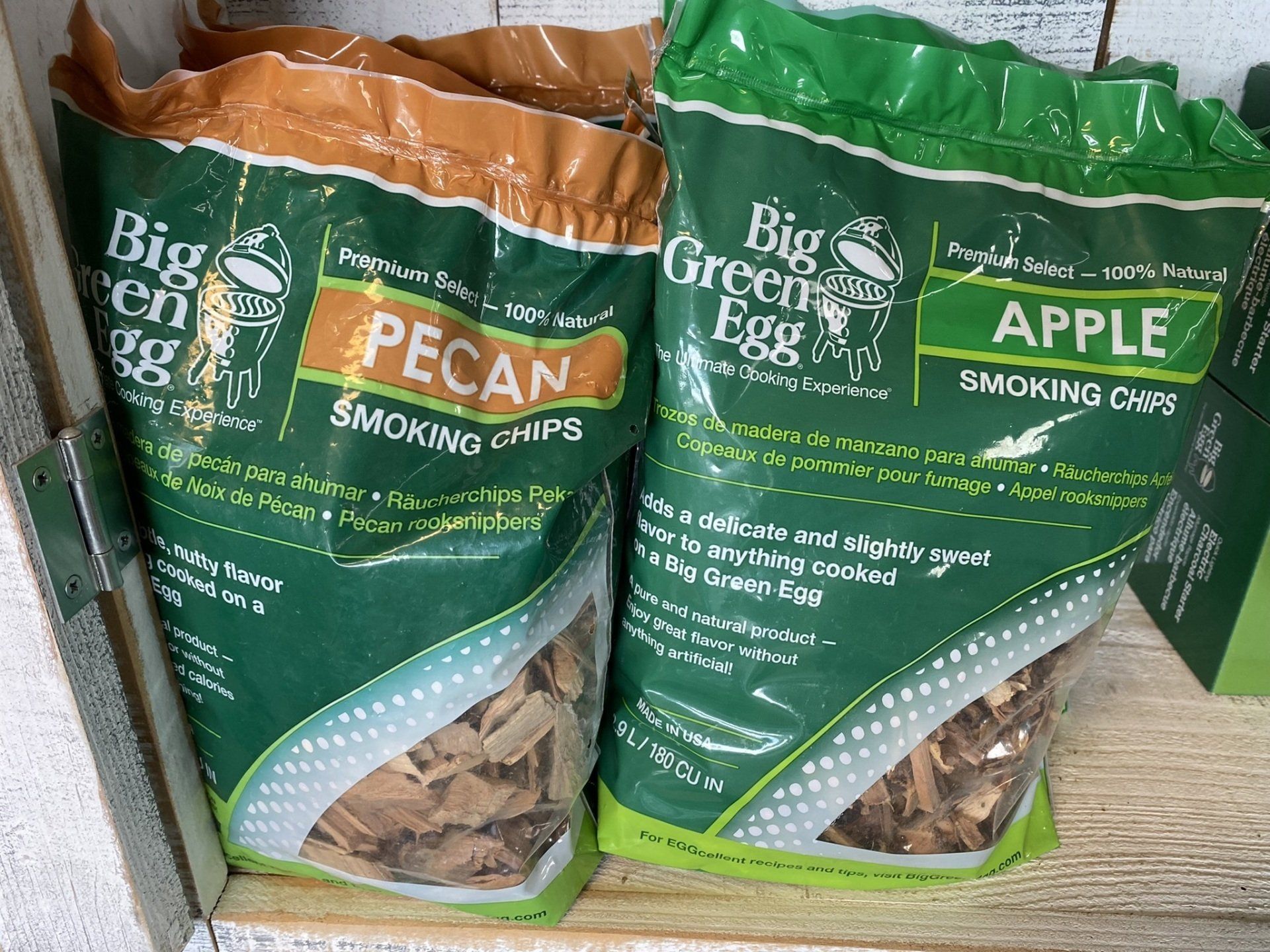 Pecan and apple wood chips for smoking,