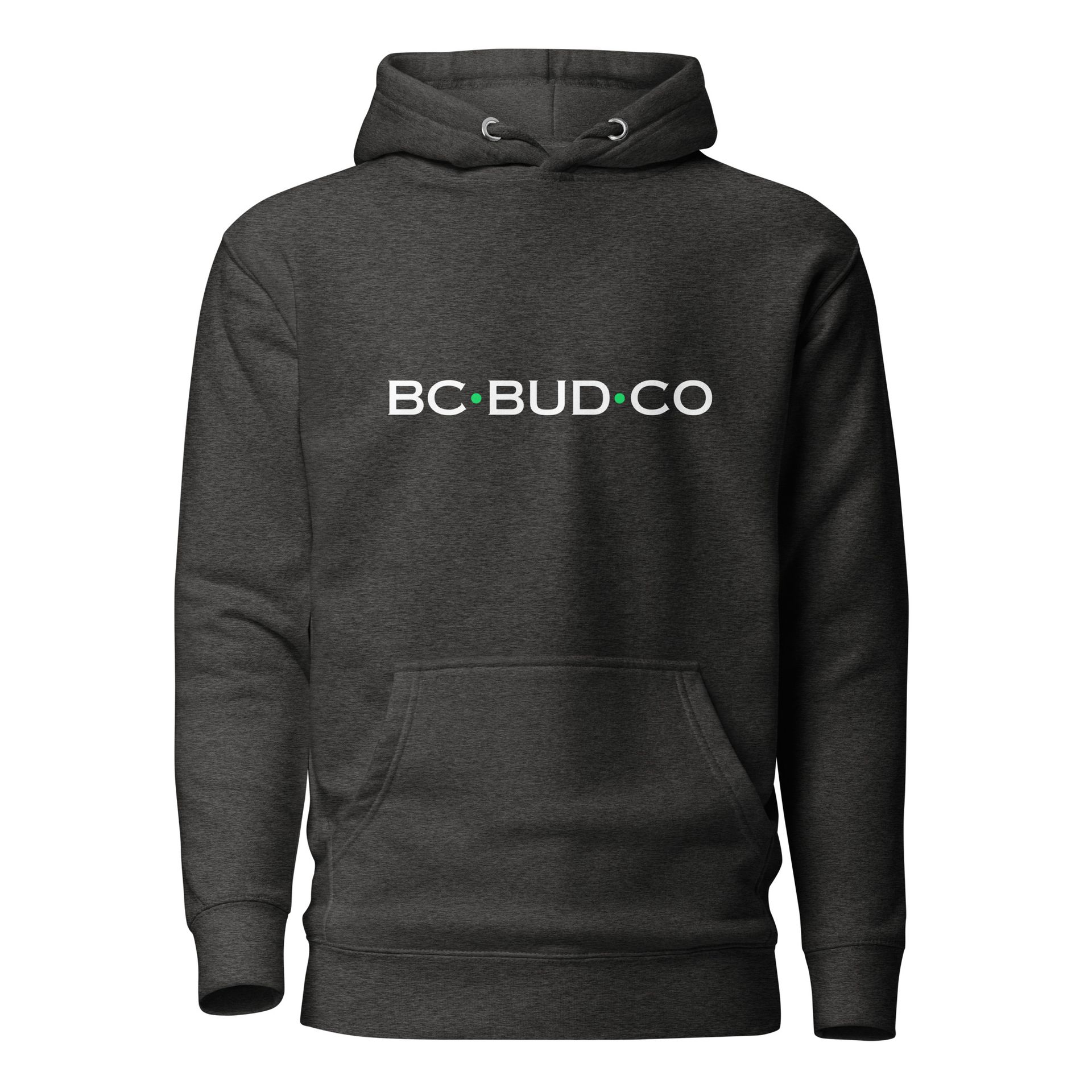 A black hoodie that says bc bud co on it