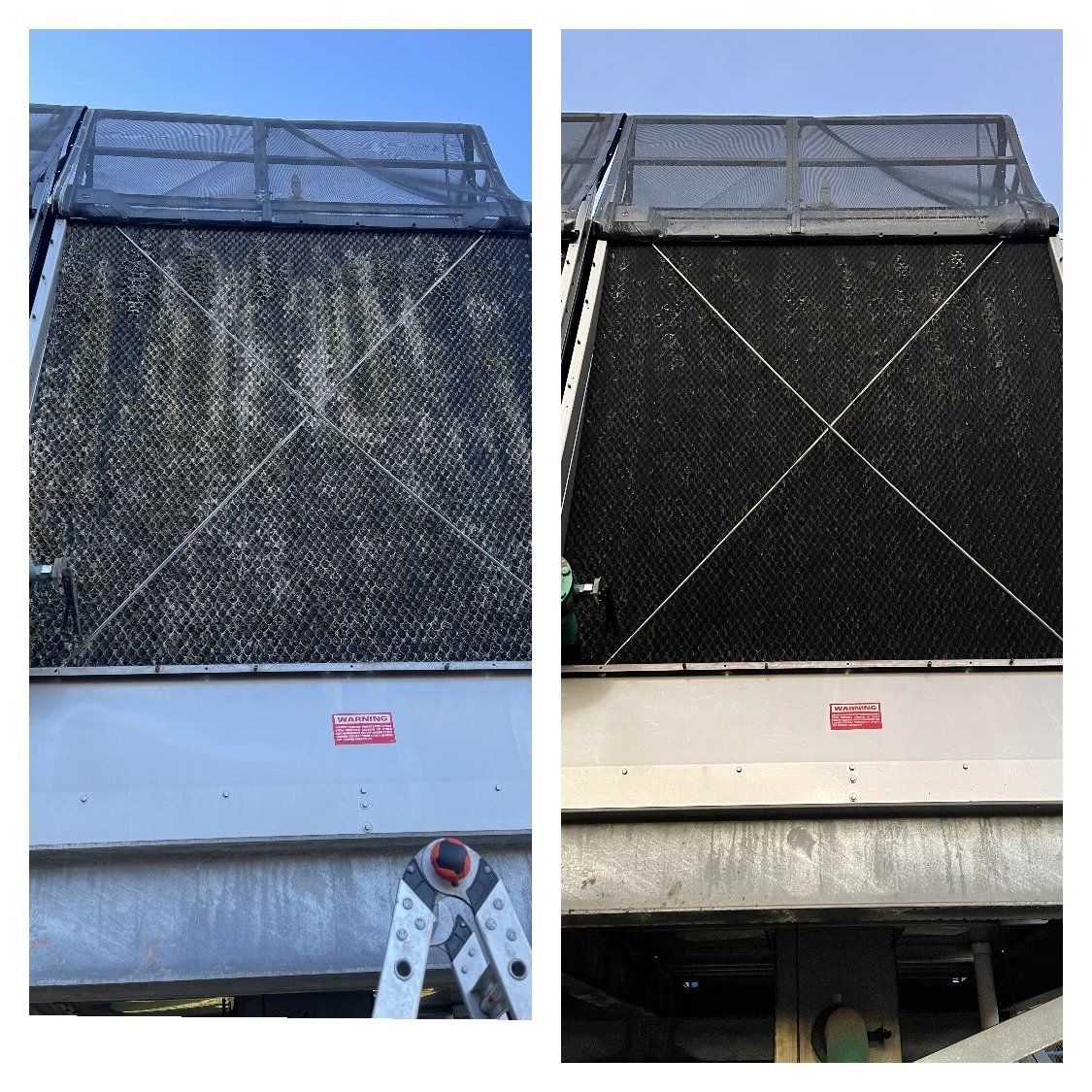 A before and after picture of a cooling system.