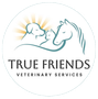 Logo: Dog, cat, horse with teal outline; 