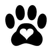 Black paw print with a heart-shaped design in the center.